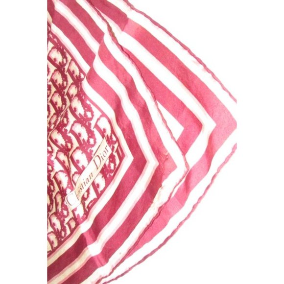 Dior Burgundy Pink Trotter Print Logo Silk Scarf - Picture 10 of 12